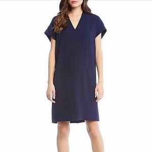 NWT Karen Kane Newport Sophie Dress Navy Blue V-Neck Shift Pockets XS 1L17343